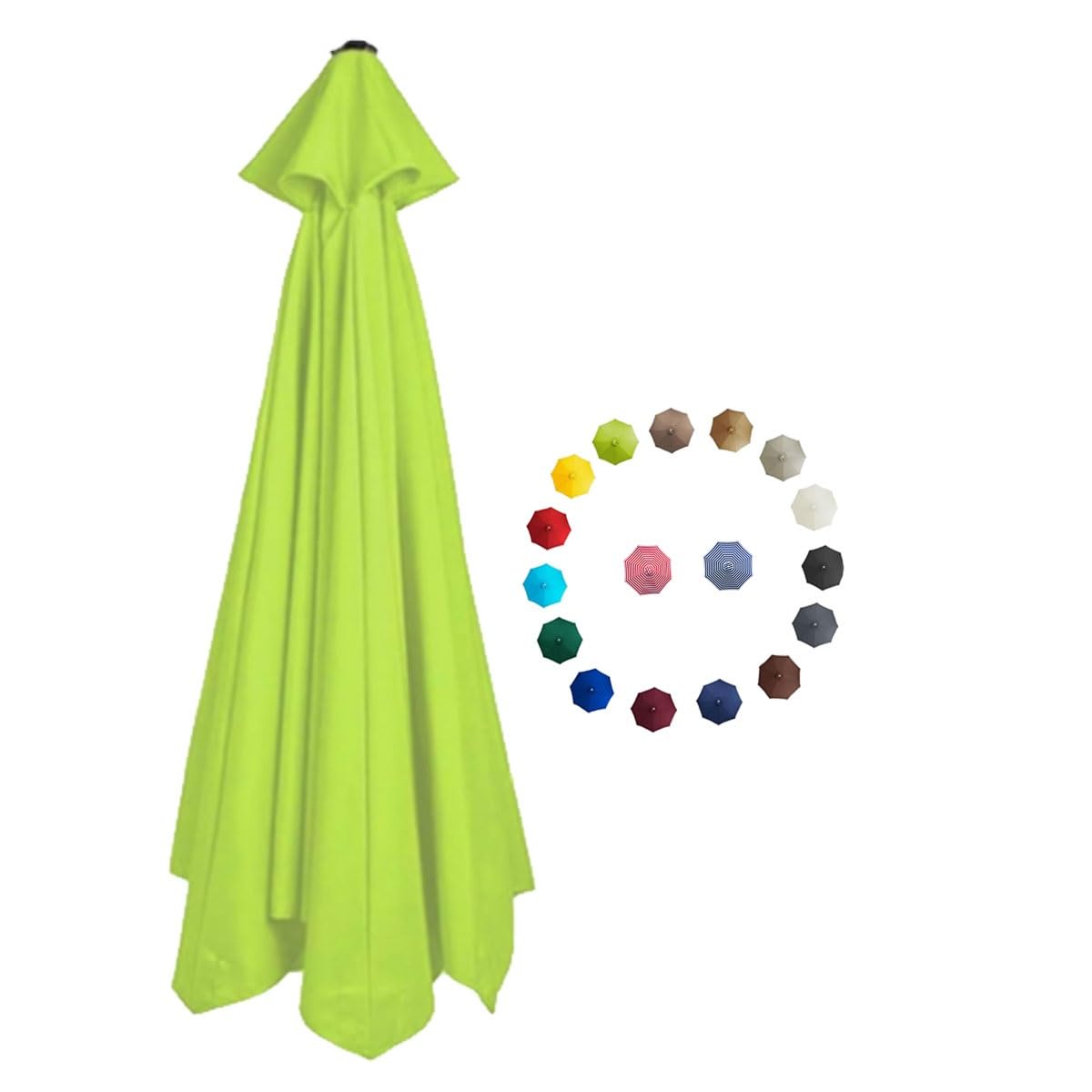 Replacement Parasol Canopy 2.0/2.3/2.7/3.0m Patio Umbrella Replacement Canopy 6 Arms/8 Arms Canopy Replacement Cover for Garden Market Beach Umbrella ( Color : Grass green , Size : 2.7m/9FT-6Ribs )