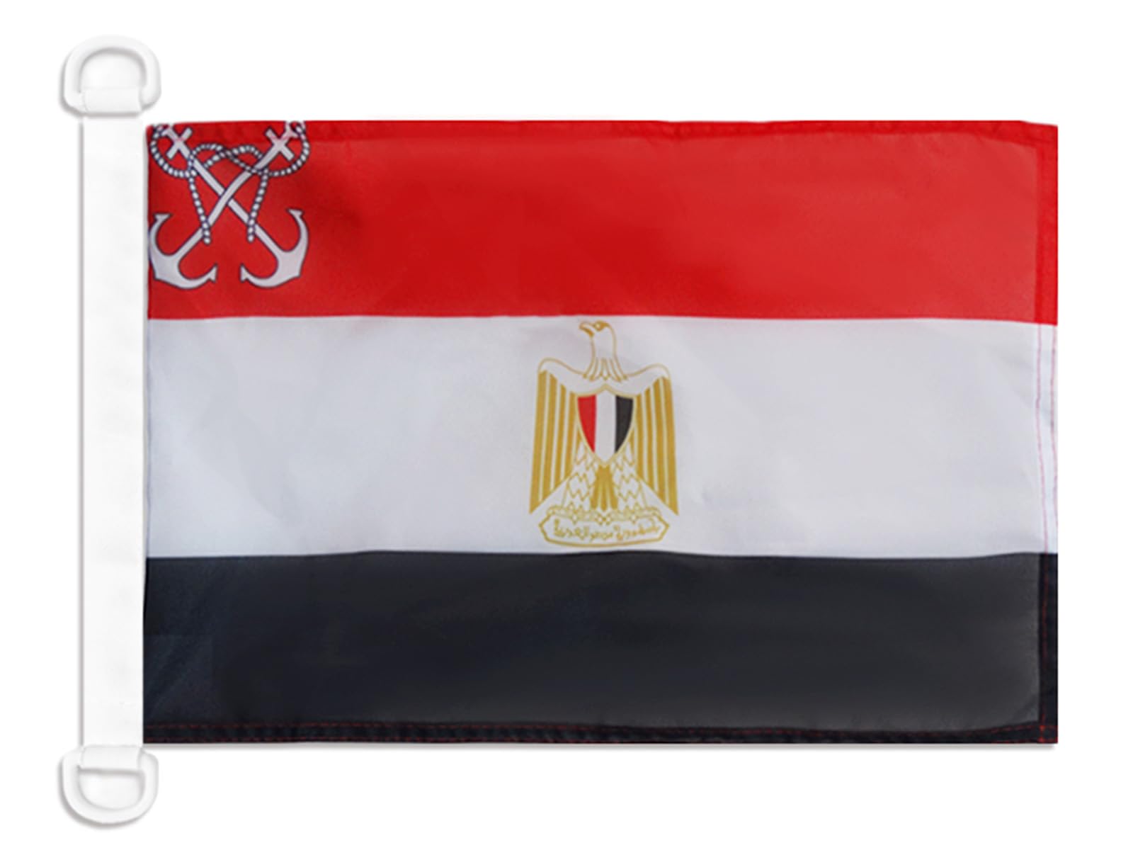 AZ FLAGEgypt War Flag – 45 x 30 cm – Special Egyptian Military Nautical Flag for Boat and Outdoor Blocked Mesh with Integrated Plastic Rings – 30 g