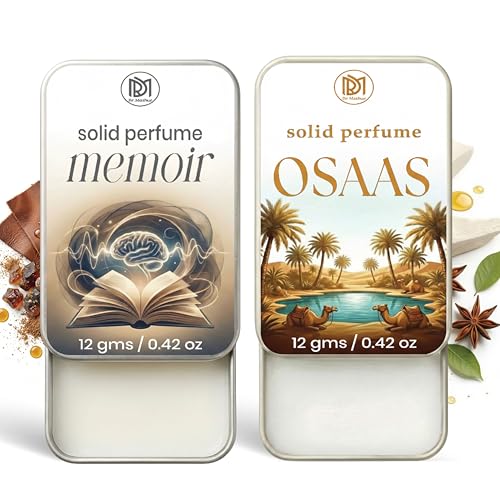 Image of Dr.Mashur Solid Perfume |Osaas&Memoir Alcohol Free Wax Perfume Balm, Long Lasting | Pocket Tin 12g, Pack Of 2| Non Greasy Smooth Glide, Travel Friendly Men And Women