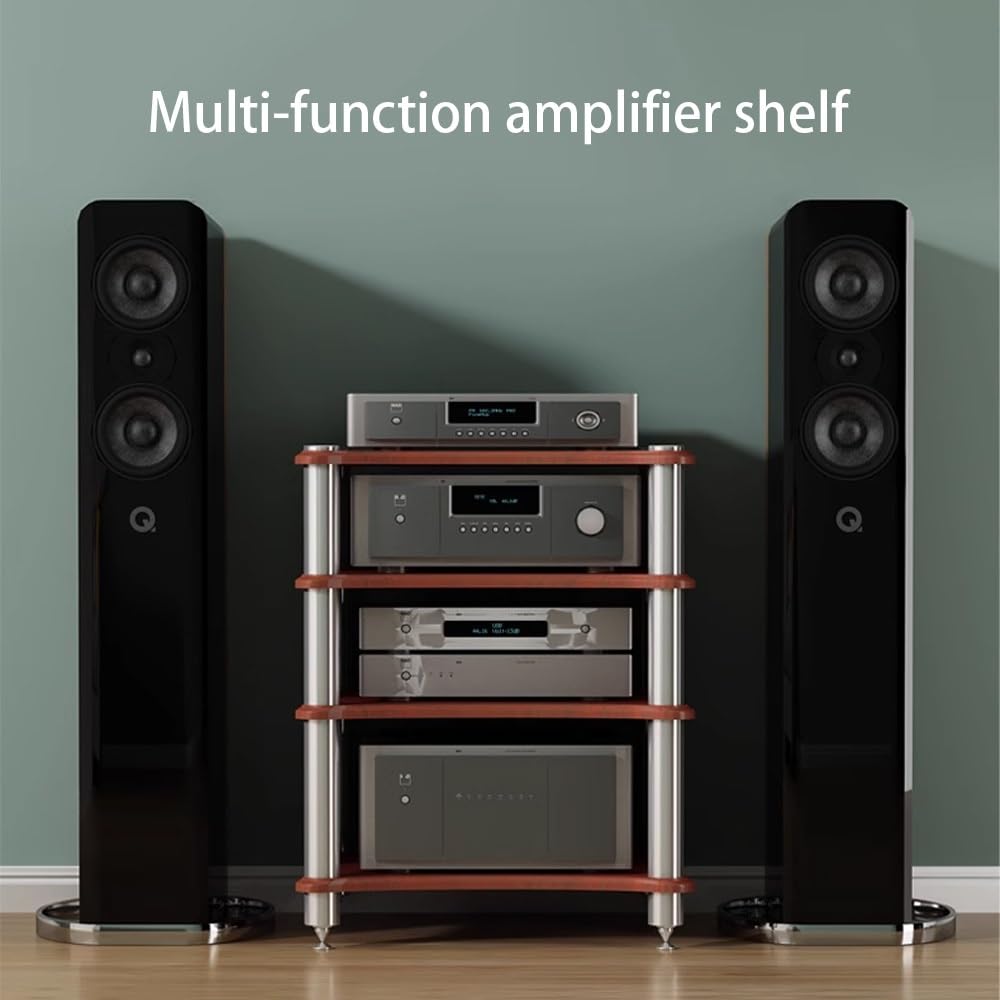 Stojak na komponenty audio 83.8 cm, narożna półka do odtwarzacza płyt i odbiornika stereo, szafka na sprzęt Hi-Fi dla audiofilów, stylowy, biały design (60 x 48 x 62 cm)