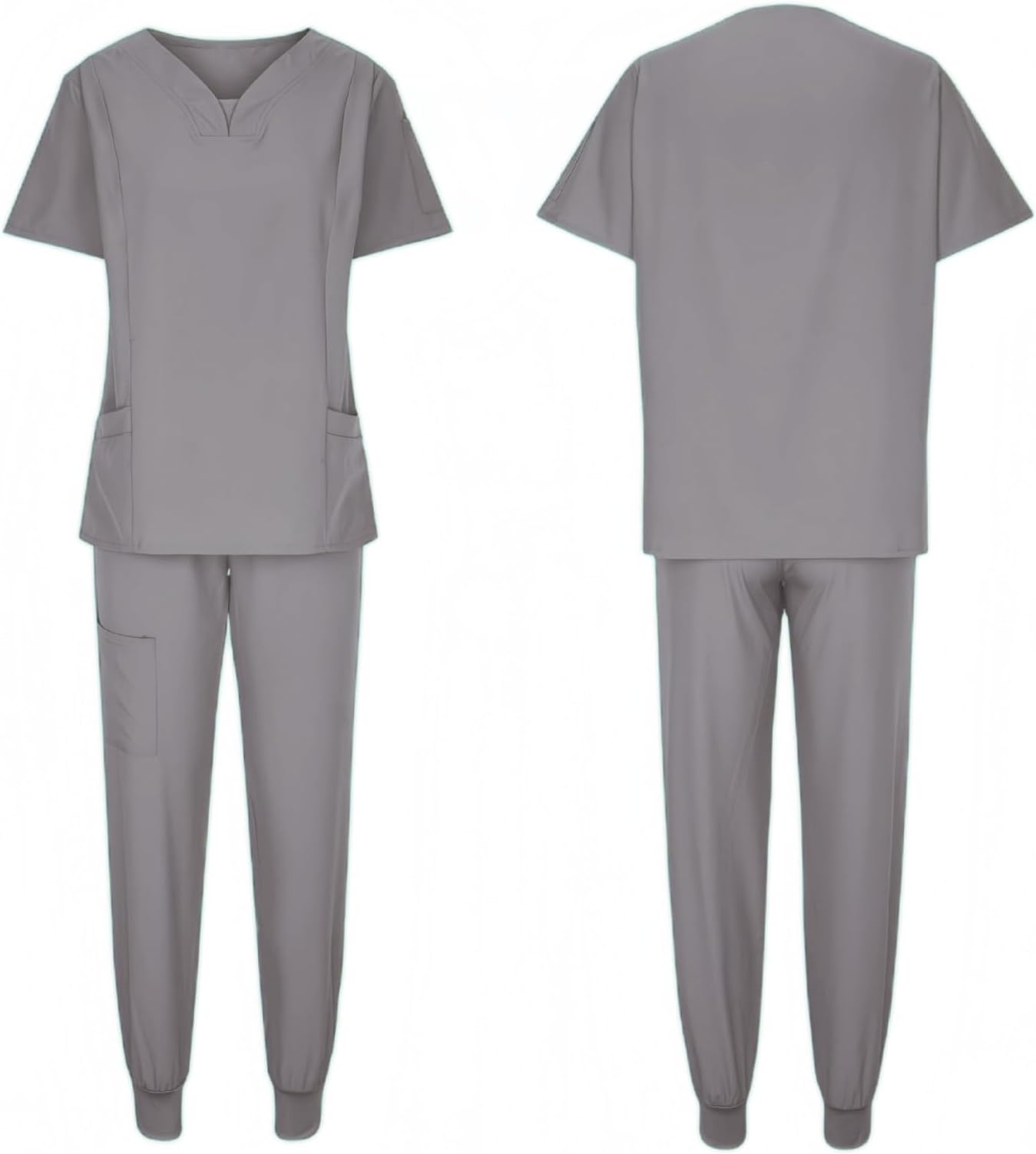 HGps8w Scrubs for Women Sets Basic V-Neck Scrub_Tops & Joggers Pants Short Sleeve Nurse Uniform Stretch Workwear Outfits