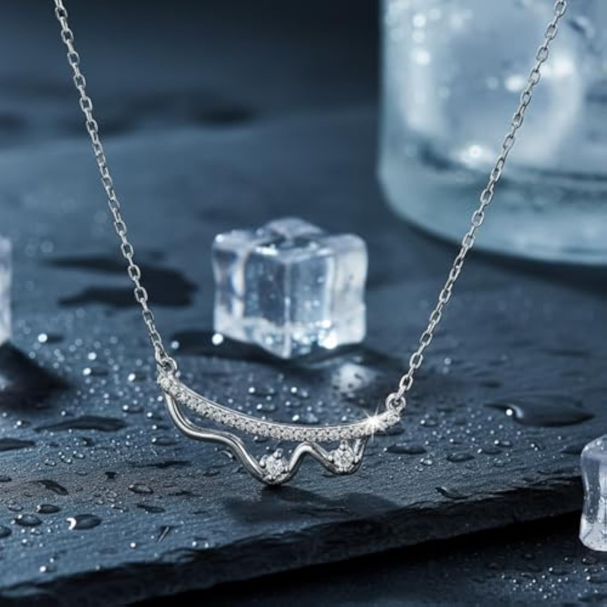 Women's 925 Sterling Silver Serene Ripple Pendant Necklace