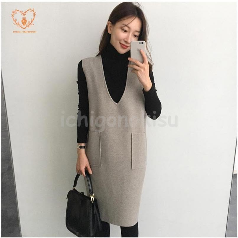 セットアップ レディース 大きいサイズ 2点セット ワンピース 膝丈 ラシャ ベストワンピ カットソー 黒 結婚式 パーティー お呼