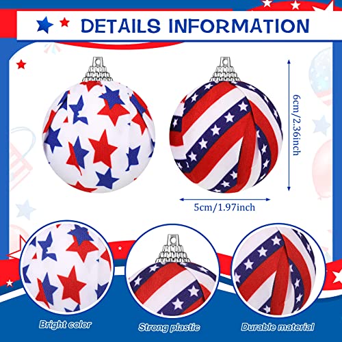 4Th Of July Ball Ornaments Patriotic Decorations For Tree Independence Day Glitter Balls Tree Ornaments 1.97 Inch Red White Blue Ball For Memorial Day Home Hanging Decor (Popular Style, 12 Pieces) #TOP2