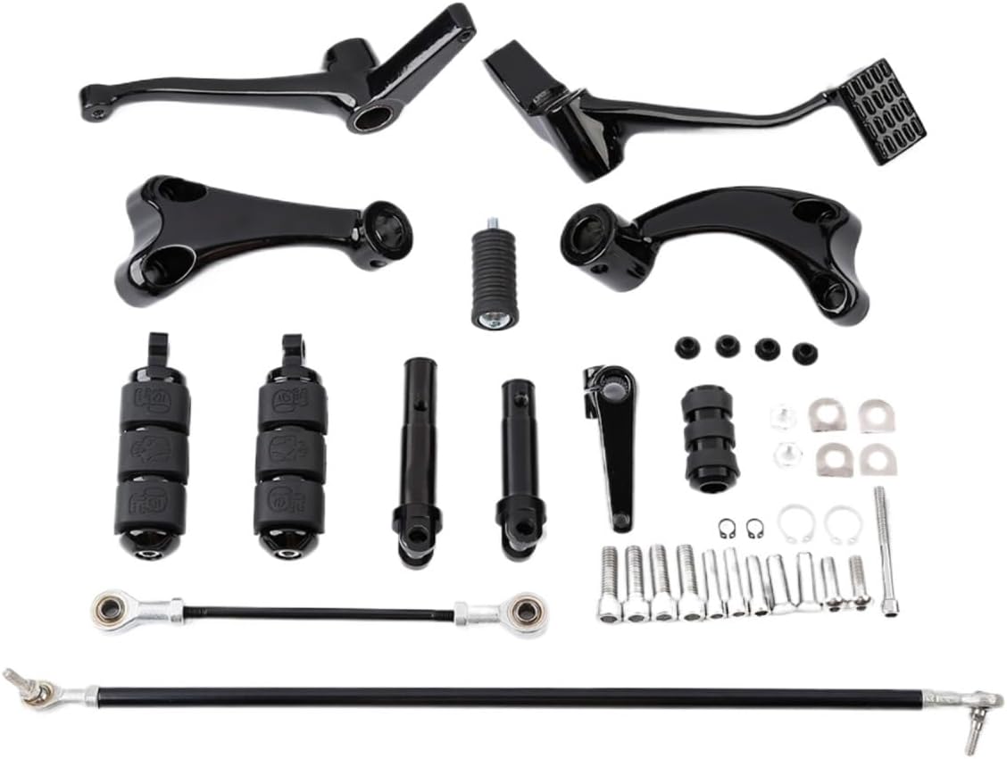 Motorcycle Forward Controls Complete Kit With Pegs Levers Linkages Compatible With Harle Sportster 883 1200 XL Iron 2004-2013 Black Chrome(Silver)