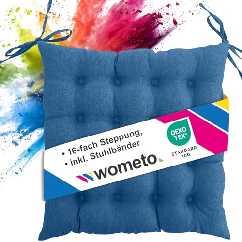 wometo Sitzkissen Stuhl 40x40 Oeko-TEX - türkis blau Sitzpolster Stuhlkissen mit Bändern/Schleifen für Indoor und Outdoor wometo Sitzkissen Stuhl 40x40 Oeko-TEX - türkis blau Sitzpolster Stuhlkissen mit Bändern/Schleifen für Indoor und Outdoor