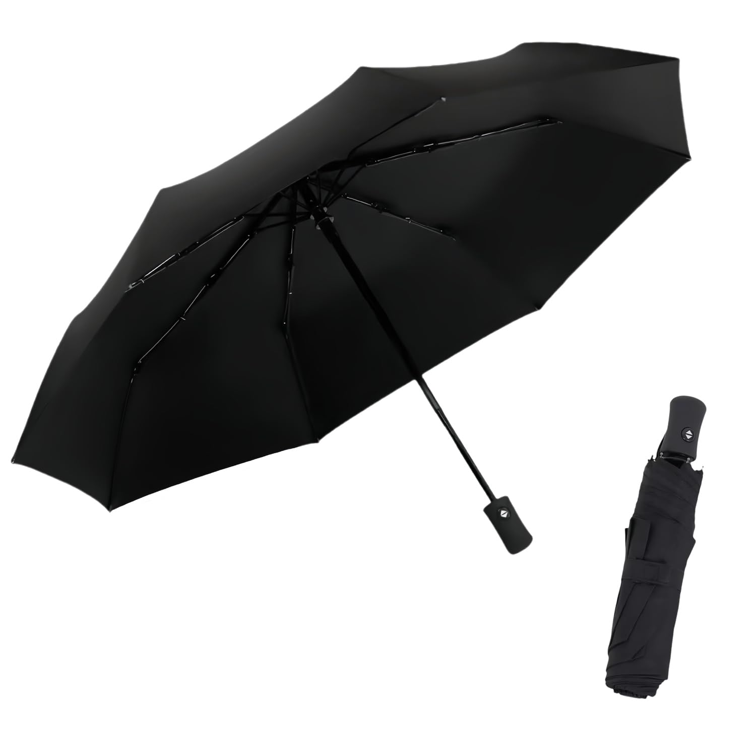 Gadgetking Men & Women 8 Ribs Stormproof Automatic Strong Folding Windproof Umbrella Black Lightweight Travel Compact Auto Ladies Gents Strong Small Fits In Handbags (1 x Black Compact Auto)