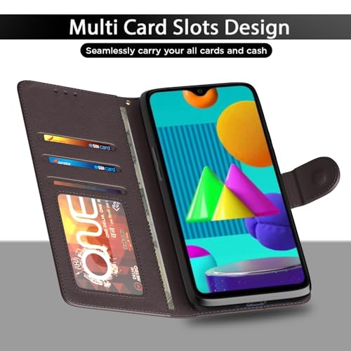 Image of Pikkme Samsung Galaxy M01 Flip Case Leather Finish | Inside TPU with Card Pockets | Wallet Stand and Shock Proof | Magnetic Closing | Complete Protection Flip Cover for Samsung Galaxy M01 (Coffee)