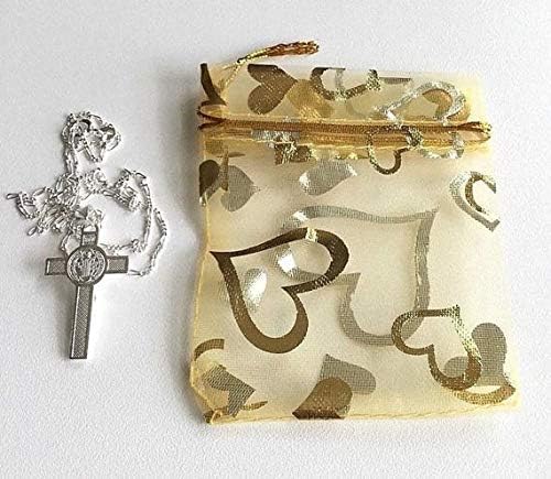 Vista 5 de ALEX and ELSA - Collar con cruz de San Benito plata de ley 925 200in de largo cadena de San Benito Cruz 200in