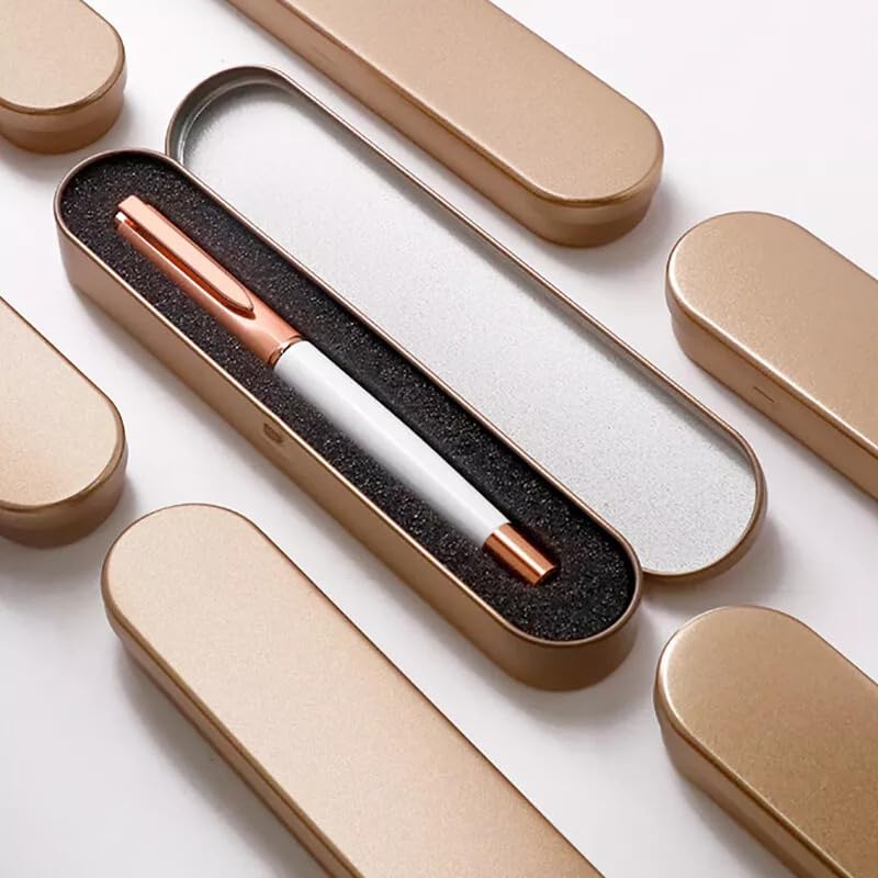 Image of STORE 2508 4Pcs Empty Hinged Metal Box with Removable Sponge for Fountain Pens Ballpoint Pens Pencils Stationary Cutlery Candies Art & Craft Jewellery Nail Art Makeup Pen Drives (Gold)