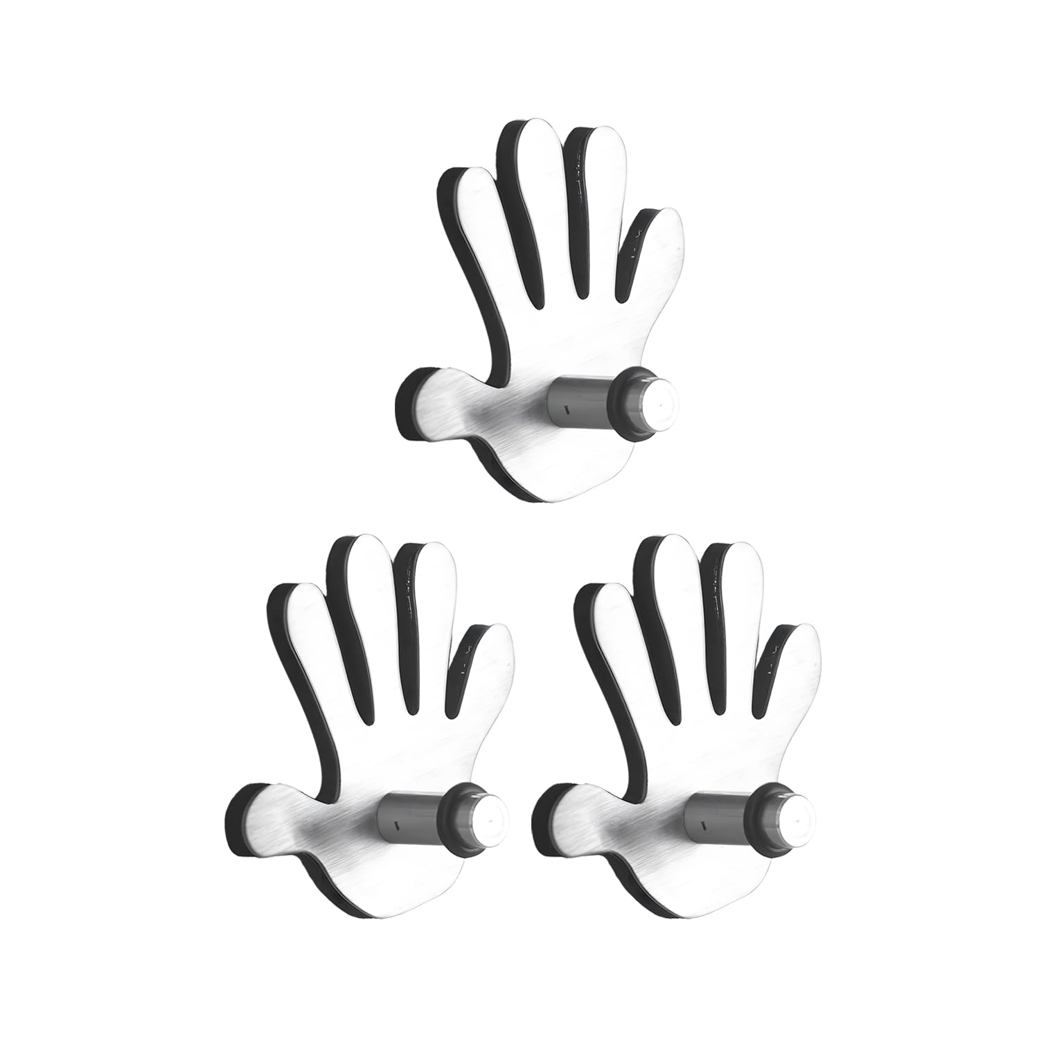 Wintem Juego de 3 imanes con colgador de llaves de acero en diferentes formas de corazón, redondo, cuadrado y mano – Ideal para guardar tus llaves en la entrada – Útil para colgar incluso joyas o
