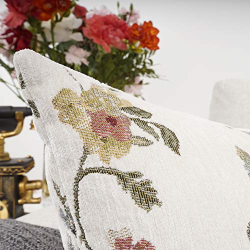 Your Smile YSTH007 Classical Embroidery Jacquard Farmhouse Oblong Rectangle Chenille Beige Floral Pattern Decorative Throw Pillow Case,12X20 Inch thumb #6