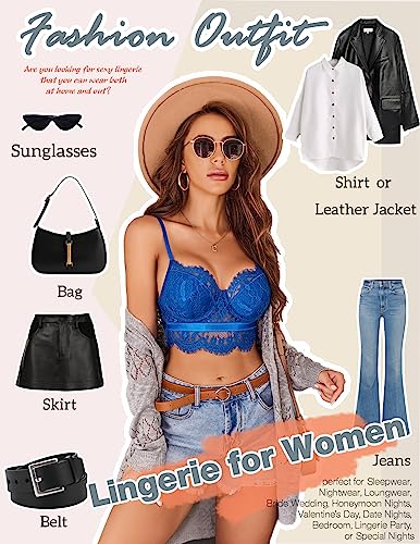 Image of Avidlove Lace Bralettes for Women Y2k Strap Bustier Cami Top V Neck Camisole Lingerie
