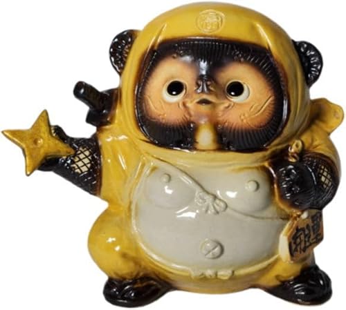 信楽焼 置物 忍者狸 くノ一 (黄)のサムネイル