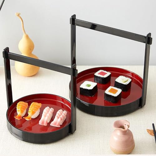 Plato estilo japonés para sushi con asa plástico rojo miniatura 6