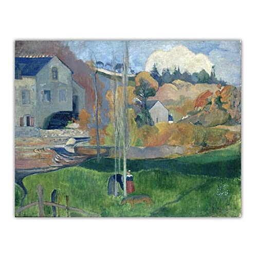 ポールゴーギャンポスター「ブルターニュの風景」キャンバス壁アート抽象絵画ヴィンテージプリント美的写真家の装飾50x70cmX1フレームなし