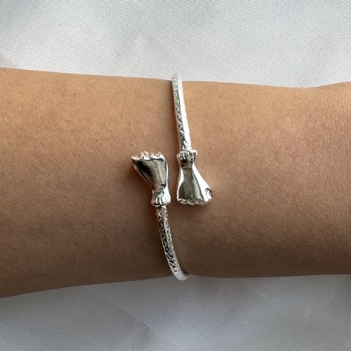 Solid .925 Sterling Silver Bangle Cuff Bracelet Large For Women Jewelry Stretch Bracelets Friendship Gift Birthday Gifts West Indian Bangle Fist Ends - 1 piece3