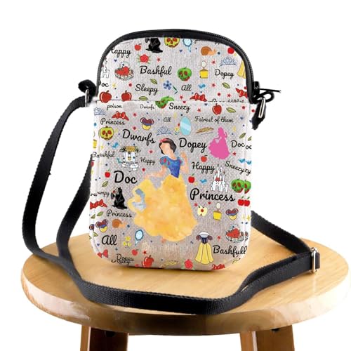 JYTAPP Princess Snow W Crossbody Bag with Zipper Snow W Faily Cartoon Tales Lover Gift Cartoon Movies Fans Gift
