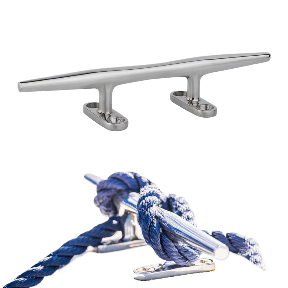 4 Pezzi Bitta in Acciaio Inox da 5 Pollici Base Piatta Cava Lucidata per Imbarcazioni Yacht Kayak