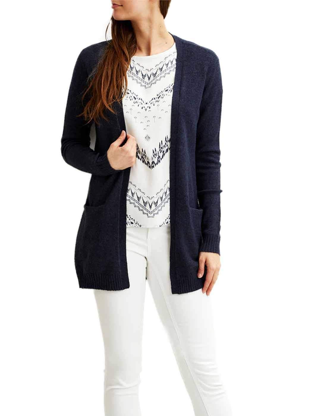 Vila VIRIL Basic Knitted Cardigan, Black (Total Eclipse), XL