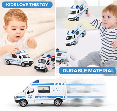 Image of Zest 4 Toyz Diecast Car for Kids Pull Back Toy Car Fire Rescue Vehicle Mini Ambulance Van with Openable Doors Vehicle Metal Car Toy Car for Boys & Girls - Pack of 1 (Random Color)