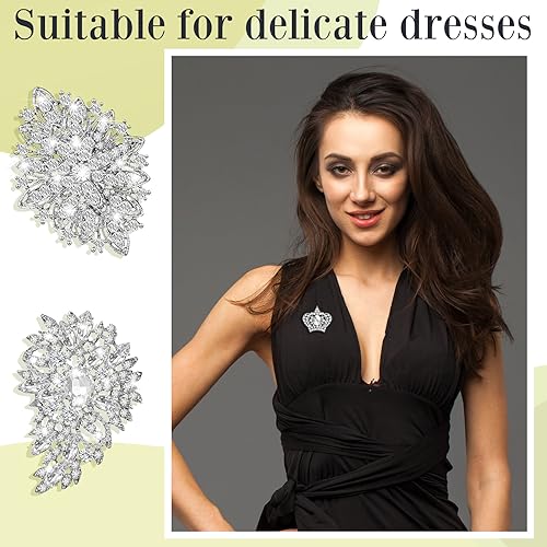 Image of Ecally Flower Brooch Pins for Women, Crystal Pearl Brooch and Pins for Dress, Coat, Shawl - Gift for Mother,Wedding