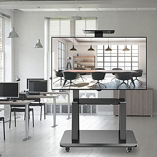 Soporte de TV de pie para 65+ pulgadas con bandeja y ruedas miniatura 2