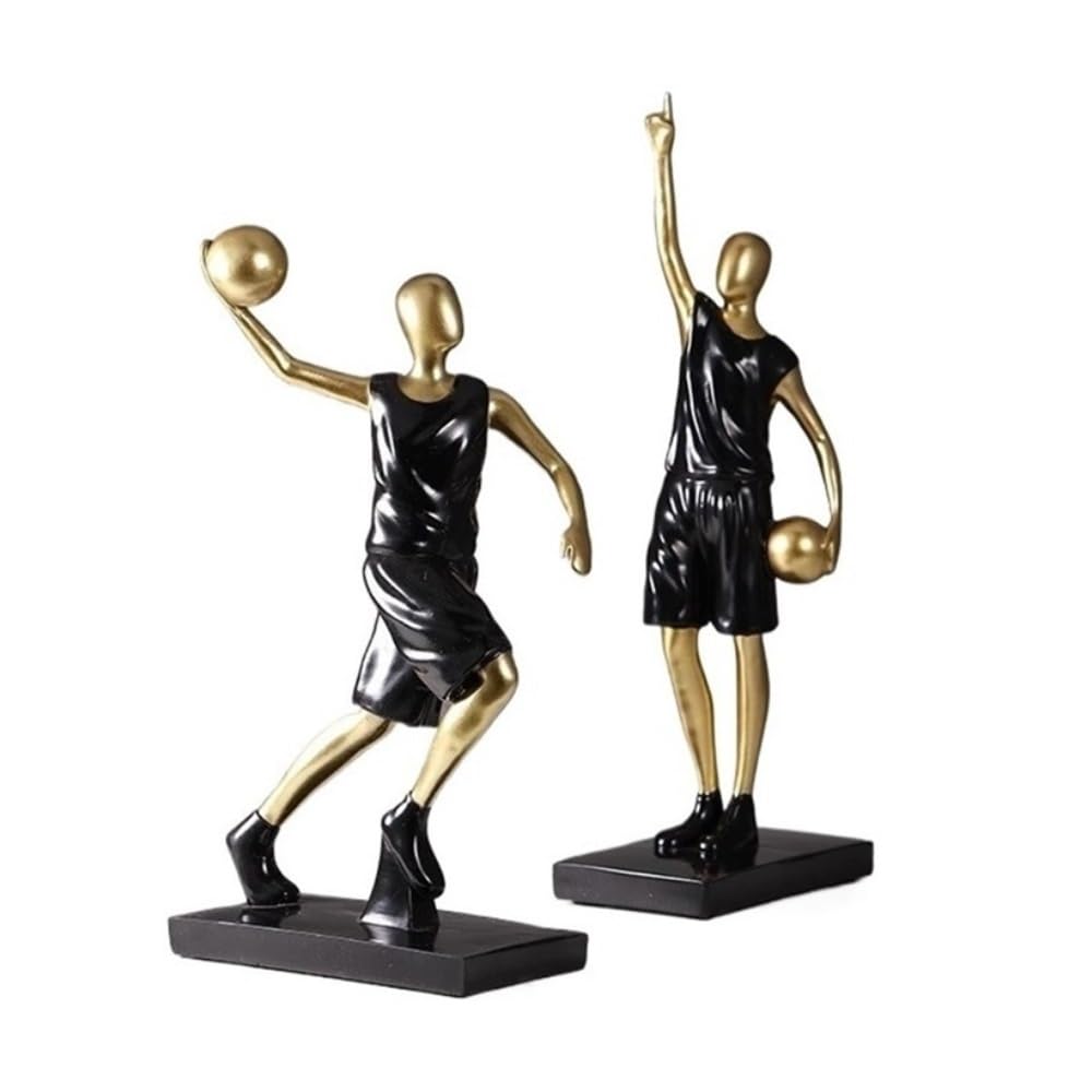zhuyanbo007 Desk Statue, 2-pack Handmade Resin Basketball Figure Ornaments Modern Fashion Home Decorations