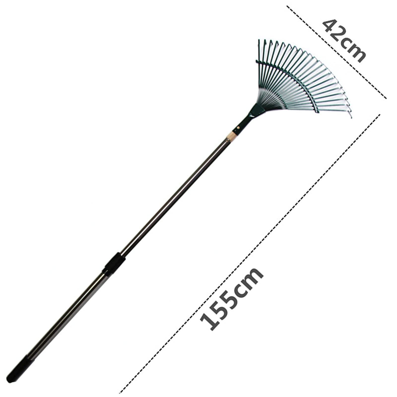Gartenrechen Rasen-Laubrechen, Langer Edelstahlgriff for den Garten, professionell for Aufsammeln von Laub und KOT im