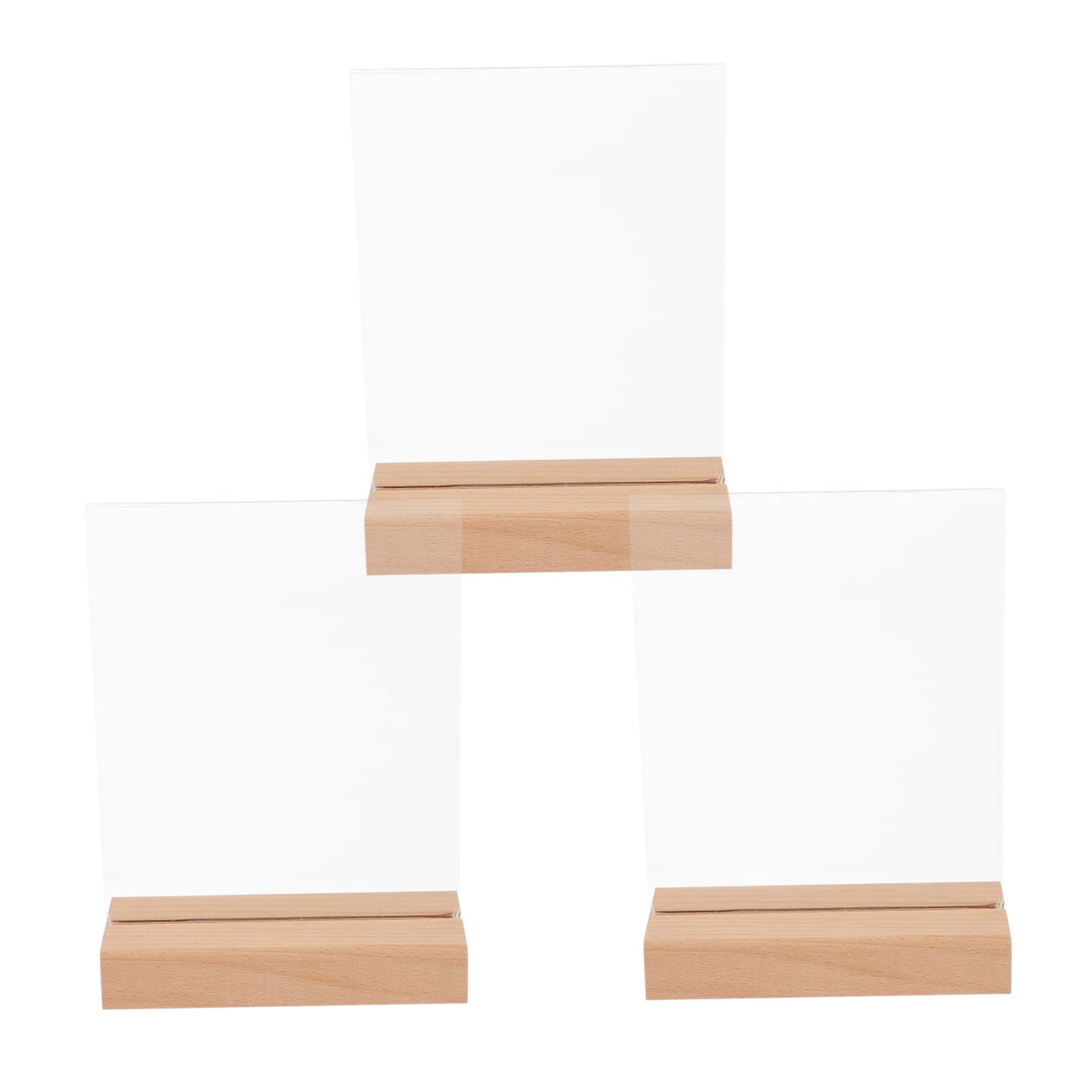 Levemolo Acrylic Display Stand 3pcs Wooden Base Table Menu Holder Lightweight and Stable for All Business Settings