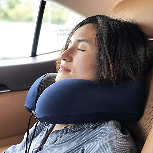 Image of Zollyss Memory Foam Travel Neck Pillow, U Shape Neck Pillow for Travel, Airplane, Car & Office, Soft Neck Support Pillow with Adjustable Lock and Washable Cover, Brown