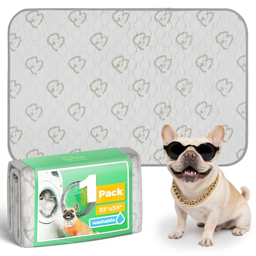 Image of FXW Washable Pee Pads for Dogs, Leak-Proof & Non-Slip, Specifically Designed for 36inch Cages, 23 inch x 35 inch Rectangle, Khaki, 1 Pack