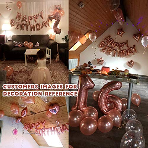 MOVINPE Rose Gold Birthday Party Decoration, Happy Birthday Banner, Rose Gold Fringe Curtain, Foil Tablecloth, Heart Star Foil Confetti Balloons, 10g Table Confetti for Women Girl Birthday Party 5 MOVINPE Rose Gold Birthday Party Decoration, Happy Birthday Banner, Rose Gold Fringe Curtain, Foil Tablecloth, Heart Star Foil Confetti Balloons, 10g Table Confetti for Women Girl Birthday Party - Image 6