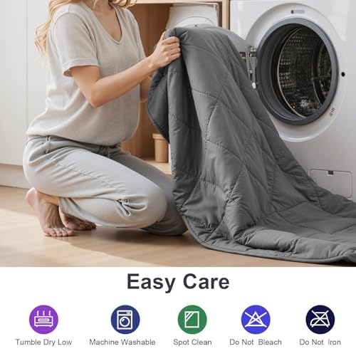 Image of Weighted Blanket for Adults - 5lbs 41 inchx60 inch Cooling Heavy Throw for 60-80lbs with Premium Glass Beads - Soft Thick Big Blankets for All-Season Sleeping Comfort Breathable(Grey)