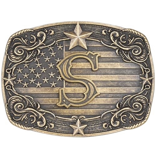 Image of Western Belt Buckle for Men Women Initial Letter A to Z Cowboy Belt Buckle Texas Buckle hebillas vaqueras para hombre