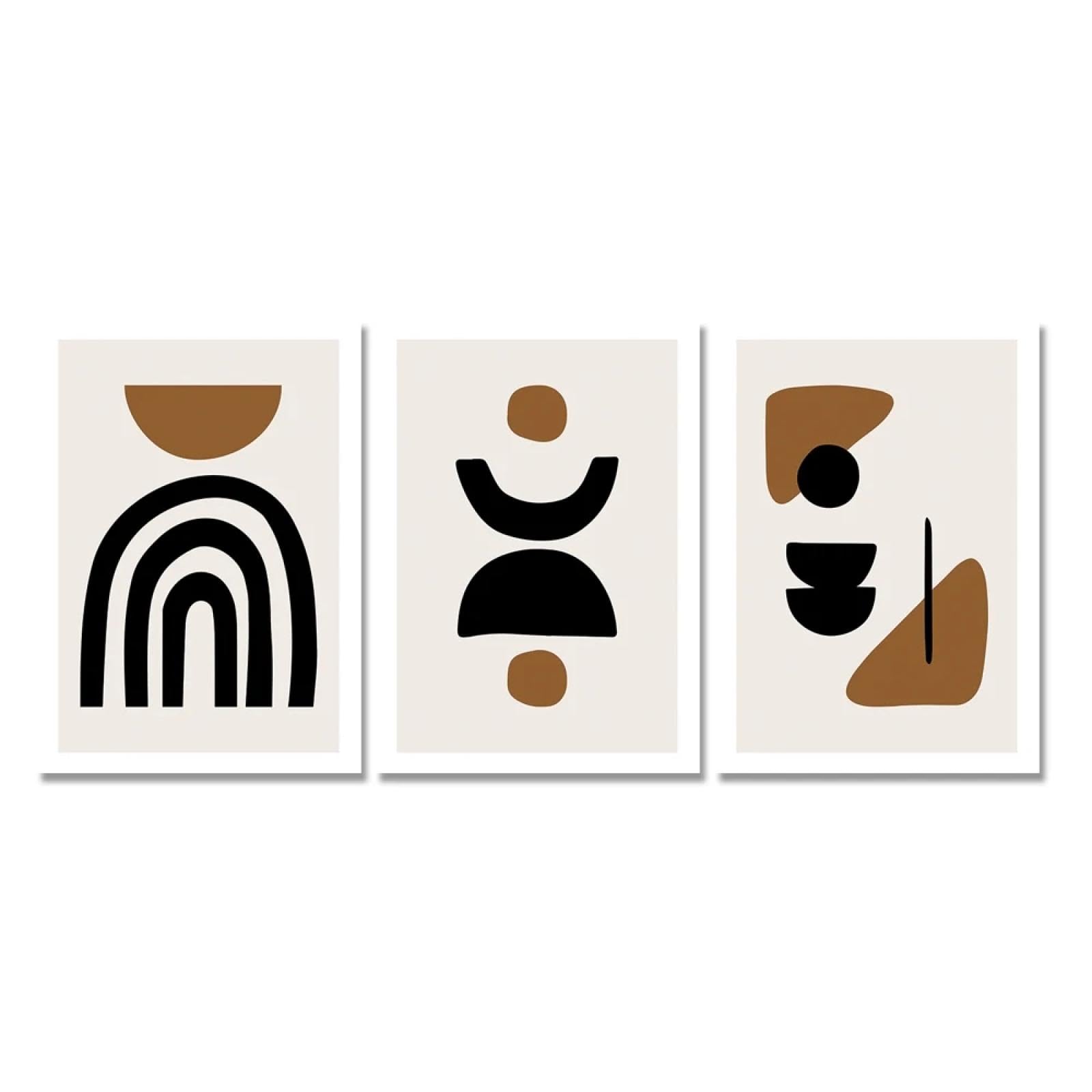 Affiche géométrique abstraite décoration murale rétro marron sans cadre - 8