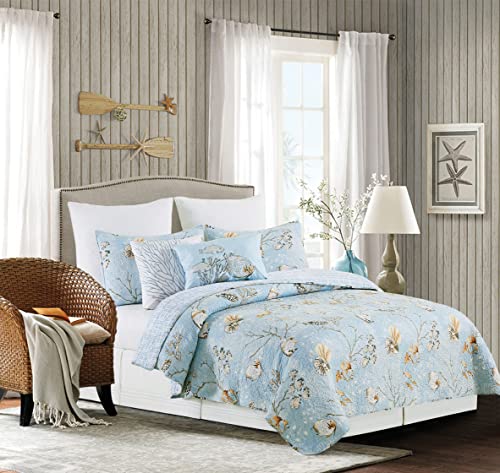 C&F Home Meraki Island Full/Queen 3 Piece Reversible Coverlet Quilt Set with 2 Standard Shams Quilt Set Powder Blue Ocean Fish Nautical Beach House Reversable White and Blue Damask Full/Queen 3 Piece - Image 4