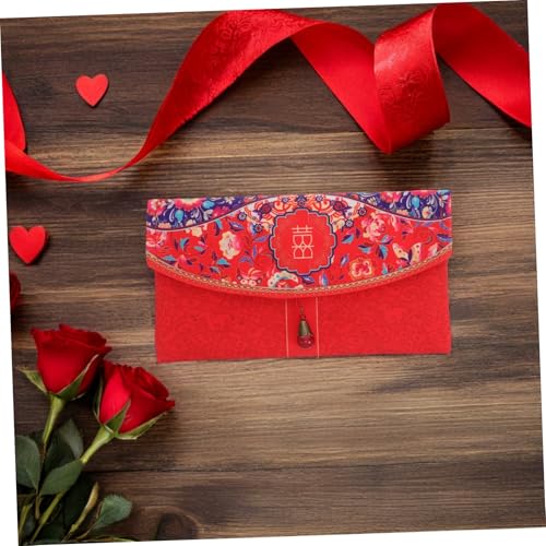 Sobres rojos de boda de diseño tradicional con brocado resistente 6