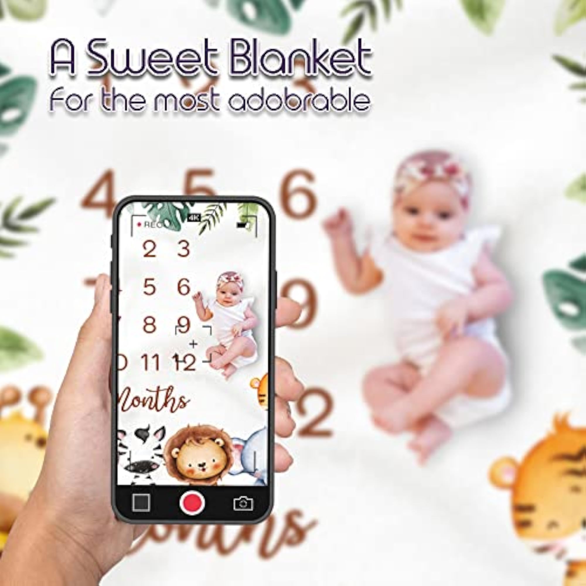 Baby Monthly Milestone Blanket for Photography, Gift Set