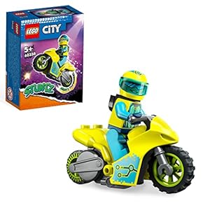 LEGO 60358 City Stuntz Cyber-Stuntbike, schwungradbetriebenes Spielzeug-Motorrad für spannende Sprünge und Tricks…