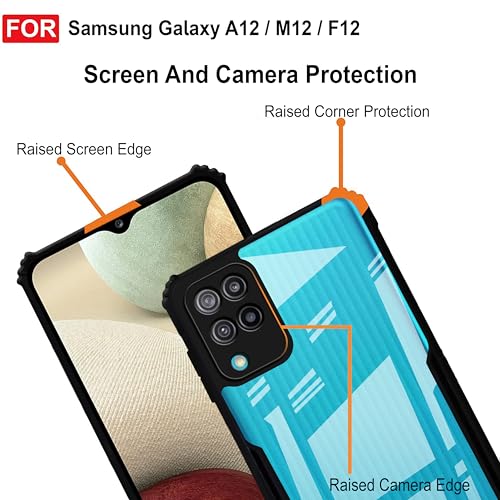 Image of Zapcase Back Case Cover for Samsung M12 / Samsung F12 / Samsung A12 | Compatible for Samsung M12 / Samsung F12 / Samsung A12 Back Case Cover | (TPU + PC | Matte Black)