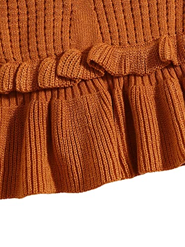 SweatyRocks Women's Casual Spaghetti Strap Ruffle Hem Peplum Cropped Knit Sweater3