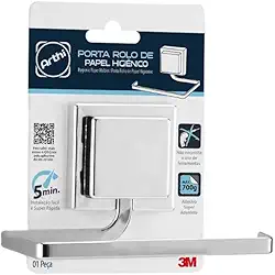 Papeleira 3M | Design Sofisticado | Prática Instalação | Capacidade para 1 Rolo de Papel | Resistente à Ferrugem | Fita Colante 3M | Organizador de Banheiro | Utilidades Domésticas | Casa e Cozinha