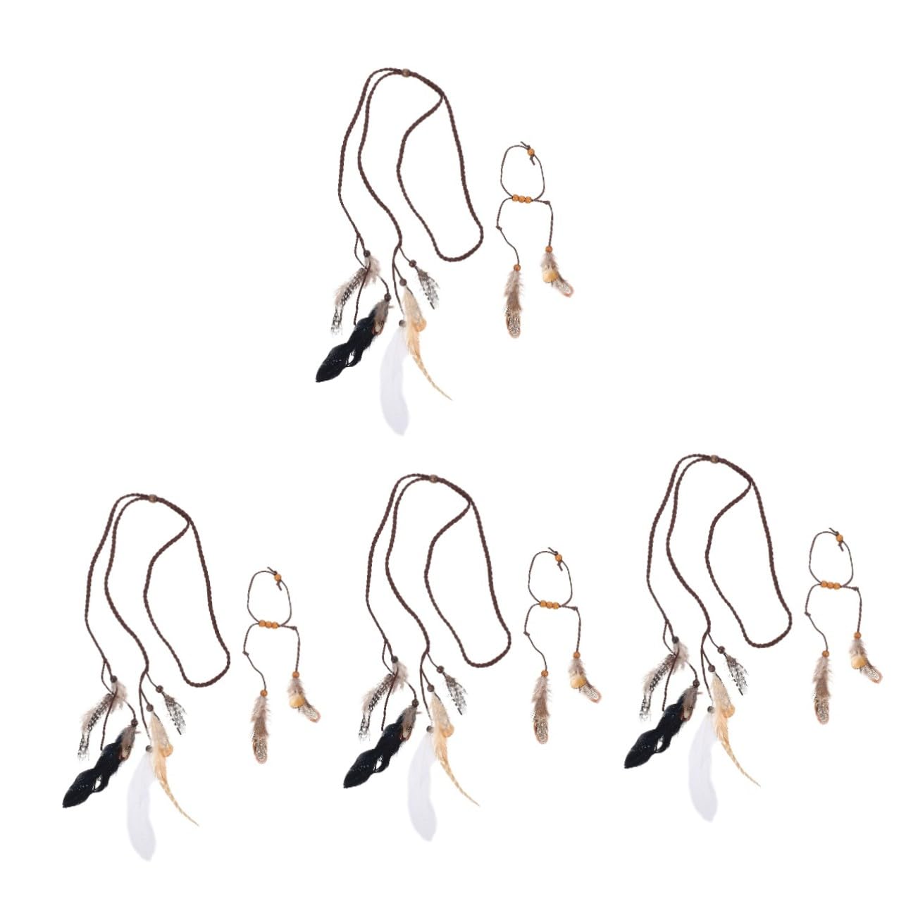 VICASKY 4 Set Fascia e Bracciale Bohémien Vintage per Accessori Costume per Feste e Festival