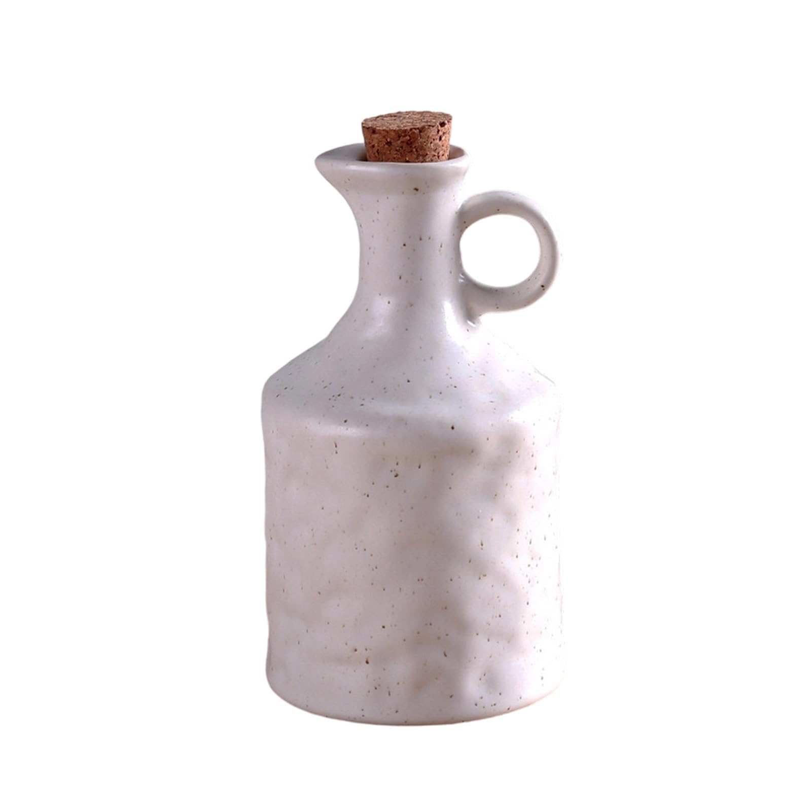 Lixsazse White Ceramic Olive Oil Dispenser With Cork Closure Craftsmanship And Leak-Proof Features Storing Vinegar And Wine Oil Bottle With Reactive Glaze Small Outlet For Kitchen,