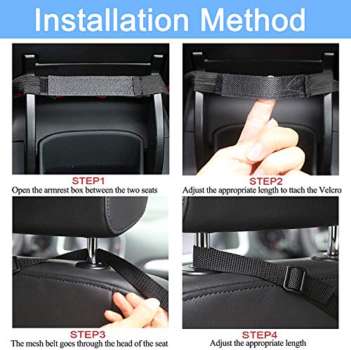 YOKEPO Car Net Pocket Handbag Holder, Driver Storage Netting Pouch, Car Hooks for Purses and Bags Front Seat, Handbag Holder for Car, Handbag Holder Attaches to Headrest (Black)