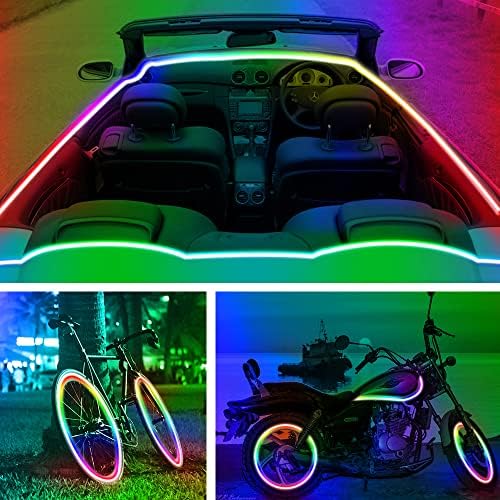 RUISHINE Battery Powered LED Strip Lights 13.2ft, LED Lights Battery Operated Color Changing Music Sync App Remote Control RGB USB Led for TV, Party, Room Decoration