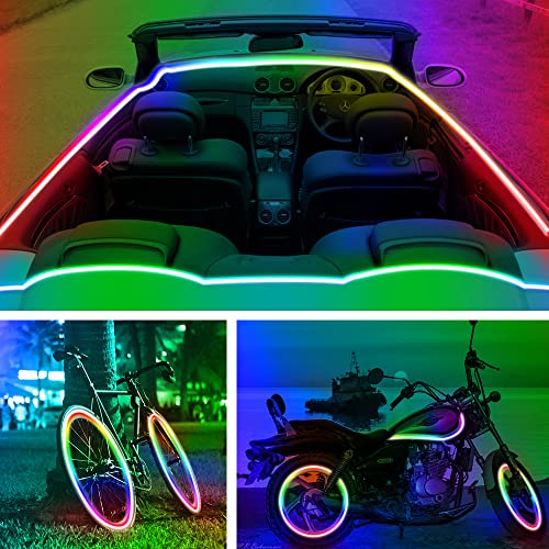 RUISHINE Battery Operated LED Strip Lights 20ft, Battery Powered LED Strip Lights for Bedroom Color Changing APP Remote, USB Led Lights for TV, Room, Kitchen, Party by RUISHINE - Used condition - Image 2