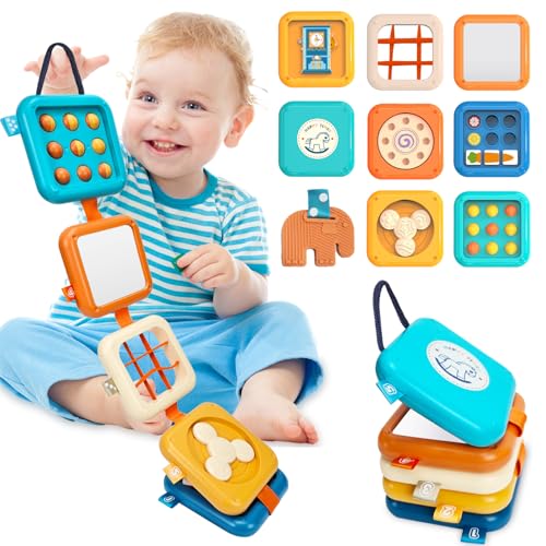 weirtoya Busy Board for 1 Year Old, Toddler Travel Toys for Toddler 1-3 Montessori Toys for 1 Year Old Travel Activities Cube Gifts for Baby Boy Girl My First Montessori Busy Board