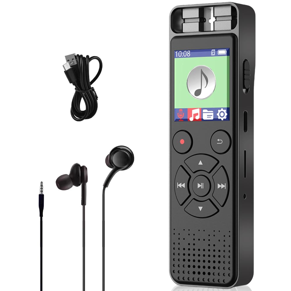 Grabadora de voz de 128 GB, mini grabadora con reproducción y grabadora de voz controlada por voz, con cancelación de ruido para presentación/entrevistas/clases/reuniones